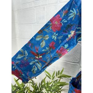 Robe unisexe en velours de luxe, élégante veste kimono réversible avec doublure en soie, cadeau automne-hiver, Malibu Bluish Ikat Vert - Product Image 5