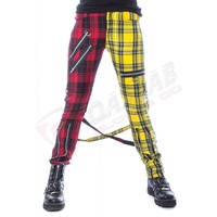 Taille haute été printemps Street-wear polaire femmes demi check-tartan Plaids-punks jambe-gothique pantalon pantalon