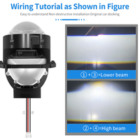 Lentille de projecteur Bi-LED 65W 10000LM 3 pouces à double faisceau, lentille de phare LED en alliage d'aluminium pour rénovation d'éclairage automobile, installation sans perte