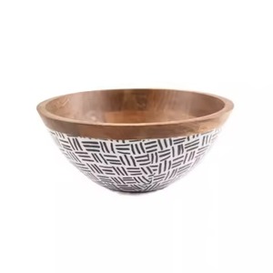 Vajilla de Madera con Estampado Esmaltado, Apta para Alimentos, Tazón para Servir Alimentos, Tazón de Madera Hecho a Mano para Servir Frutos Secos - Product Image 1