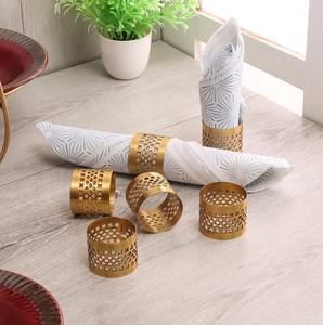 แหวนเคลือบรูปใบไม้หรูหรา4ชุดสำหรับมื้อค่ำสุดหรูแหวนทองหรูหราสำหรับโต๊ะในงานแต่งงานโรงแรมร้านอาหาร - Product Image 1