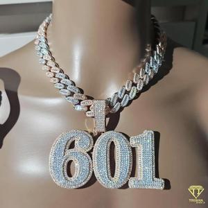 จี้อัญมณีขนาดใหญ่ที่ออกแบบเองได้มี2สีประดับเพชร VVS Moissanite 925เครื่องประดับเงินสเตอร์ลิง - Product Image 5