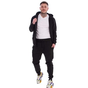 Chándal con capucha cortavientos y protección UV para hombre, con sudadera de forro polar de poliéster/algodón con puños acanalados y pantalones de chándal - Product Image 2