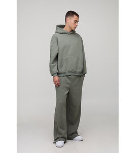 Survêtement d'hiver décontracté pour homme, streetwear chaud, polaire épais, respirant, écologique, deux pièces, sweat à capuche et jogging, uni, logo personnalisé sur le devant - Product Image 1