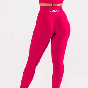 Leggings de entrenamiento de gimnasio de cintura alta con costura suave y logotipo personalizado para mujer, pantalones de Yoga de longitud completa, estampado multicolor de poliéster/nailon - Product Image 4