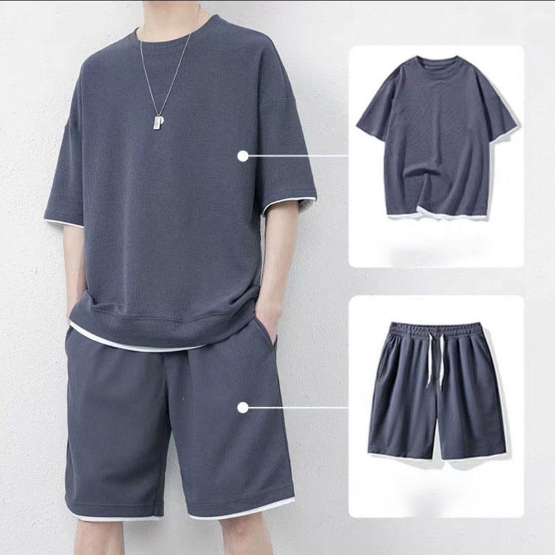 A12 Waffle Shorts Set Dark Grey