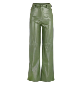 Pantalones Casuales de Cuero para Mujer, Transpirables, de Cintura Alta Elástica, Estilo Plano, para la Temporada de Invierno, Nueva Llegada en Oferta - Product Image 1