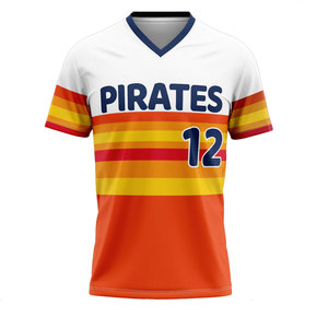 Camiseta de béisbol con manga corta, camisa personalizada con logotipo de sublimación, cuello en V, estilo uniforme, venta al por mayor - Product Image 3