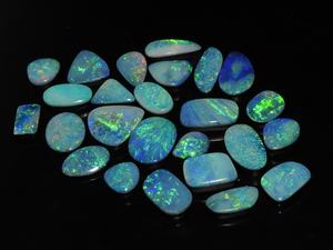 Cabujón de doblete de ópalo Natural australiano, cuentas de 25 piezas, elegante, suave, multillamativo, fuego, 9-15MM de largo, blanco, azul, terceros - Product Image 5