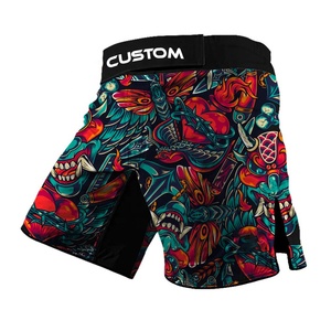Pantalones cortos de poliéster MMA para hombre al por mayor, equipo de entrenamiento de sublimación con estampado completo para Muay Thai y boxeo, pantalones cortos de lucha negros lisos - Product Image 6