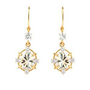 Pendientes colgantes de plata de ley 925 de lujo, piedras preciosas chapadas en oro para mujer, accesorio de moda - Product Image 5