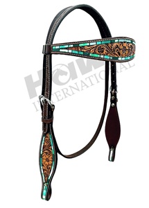 Nouveau Design Western Tack Set pour l'équitation Meilleur Prix Cuir Headstall Collier de poitrine Wither Strap Sculpté pour équestre - Product Image 4