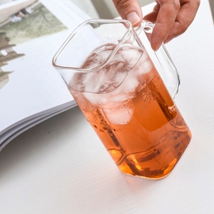 كوب قهوة زجاجي مربع عالي الشكل من البورسليكات لحليب العصير كوب زجاجي بمقبض - Product Image 4