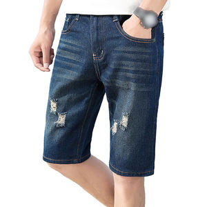 Shorts en jean décontractés pour homme, taille haute, extensible, nouveau denim bleu noir, vêtements d'été, tissés, imprimés, respirants, streetwear - Product Image 5