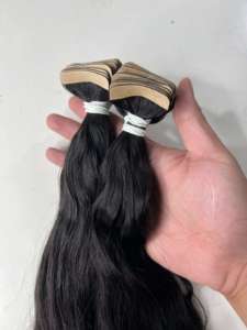 Bande d'extension de cheveux colorés ondulés naturels noirs cachés dans des extensions de cheveux vietnamiens non traités bon marché - Product Image 5