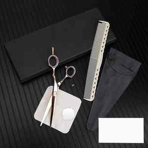 กรรไกรตัดผมสำหรับช่างตัดผมขนาด6.0นิ้วสีโรสโกลด์พร้อมที่วางนิ้วสแตนเลสกระเป๋าหนัง - Product Image 3