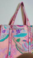 Traditionnel indien Kantha matelassé main bloc Floral imprimé sac fourre-tout grand décontracté à la mode personnalisé accessoire de mode