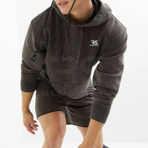 Sudadera con capucha para hombre con aspecto lavado ácido Sudadera con capucha para hombre mezclada de algodón con patrón de lavado ácido y textura suave - Product Image 5