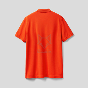 เสื้อโปโลแขนสั้นสีส้มสำหรับผู้ชาย ผ้าฝ้ายอ๊อกซ์ฟอร์ด 100% สวมใส่สบาย สีพื้น ระบายอากาศได้ดี ดีไซน์โลโก้ด้านหน้า - Product Image 3