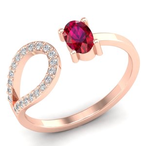 Anillo Ajustable REYES con Gema de Rubí de Corte Ovalado de 0.5 Quilates en Oro Sólido de 14K/18K, Anillo de Moissanita para Regalo de Aniversario para Ella - Product Image 2
