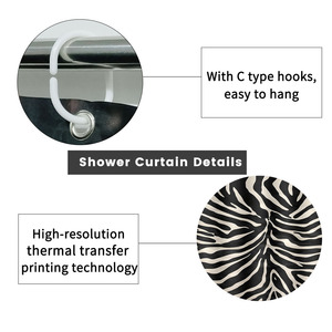 Custom Printed Waterproof Shower Shower <b>Curtain</b> for Bathroom Waterproof Polyester with <b>Hooks</b> - Product Image 2