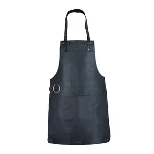 High quality adorable blank Black bbq Leather Cooking Apron