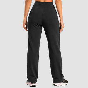 Pantalones Anchos de Cintura Alta Aira Move (Negro) Oversize Transpirables de Felpa con Cintura Elástica Teñido Liso Efecto Arrugado Holgados - Product Image 3