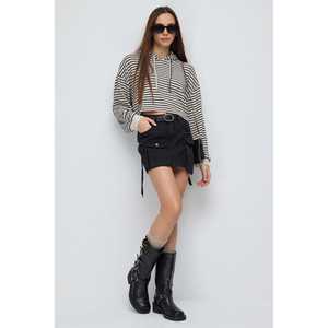 Soft Touch Hooded <b>Crop</b> <b>Top</b> in Knitted Fabric - Product Image 2