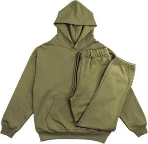 Premium Heavyweight 100% francés Terry algodón transpirable sólido chándales Unisex 2 piezas Sudadera con capucha pulóver Jogger impreso invierno - Product Image 5