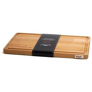 Planche à découper en bois naturel Bisetti 40x25cm avec bac à sauce intégré - Product Image 1