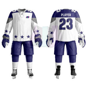 Uniforme de Hockey sobre Hielo Incluye Jersey y Pantalones 100% Poliéster Transpirable que Absorbe la Humedad Personalizado para Equipos Pedidos al por Mayor - Product Image 1