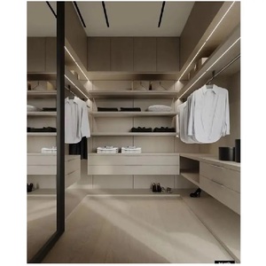 ตู้เสื้อผ้าแบบโมดูลาร์ MFC พร้อมฝาครอบอะคริลิค เฟอร์นิเจอร์ห้องนอนทันสมัย ราคาถูก ขนาดสั่งทำได้ ตู้เสื้อผ้าไม้ มาตรฐาน CARB P2 - Product Image 1