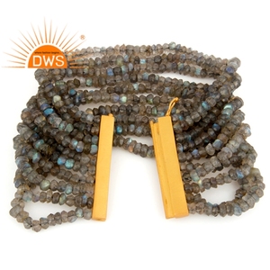 Venta caliente de plata esterlina 18K chapado en oro Natural labradorita pulsera de piedras preciosas Demi fabricante de joyería fina - Product Image 3