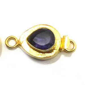 Fermoir de boîte ronde en améthyste plaqué or 18 carats fermoir de fabrication de bijoux à 1-3 brins B750 23X12X10MM résultats de bijoux et composants - Product Image 1