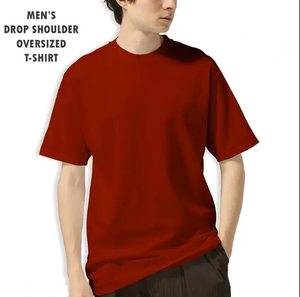 T-shirt lourd 100% coton de haute qualité pour hommes, conception d'épaule tombante, t-shirt décontracté surdimensionné court à motif solide-personnalisation - Product Image 4