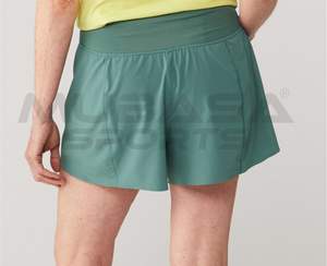Short de base d'entraînement de gymnastique pour femmes à séchage rapide de haute qualité Logo imprimé personnalisé sportif taille élastique tricoté laine grande taille motif - Product Image 3