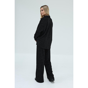 Camicia Oversize da donna ricamata in pietra e pantaloni Palazzo completo comodo ed elegante - Product Image 5