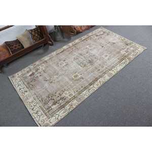 Tapis turc vintage à accents floraux 3,5x6,6 pi (106x200 cm), tapis marron à motifs floraux - Product Image 2