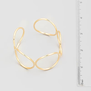 2025 conception originale large laiton électrolytique véritable or irrégulier plissé ouvert Bracelet bijoux personnalisés par HF artisanat - Product Image 4