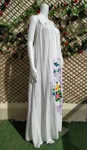 ชุดแม็กซี่เดรสยาวปักลายดอกไม้สไตล์โบฮีเมียนสำหรับผู้หญิงชุดเดรสยาวคอกลมแขนกุดเปิดหลัง2025สำหรับวันหยุดพักผ่อน - Product Image 4