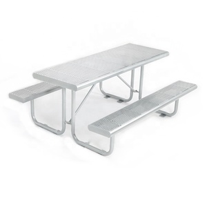 2024 último tipo de calidad superior 100% mesa de picnic de acero personalizable mesa exterior y silla mesa de banco al aire libre - Product Image 1