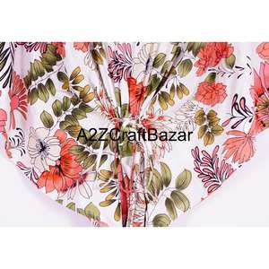 Caftán para Mujer, Algodón Indio, Estampado Floral a Mano, Maxi Largo, para Playa, Ropa de Dormir, Kimono, Cuello en V, Cinturón, Lavable, Diseño Y2K - Product Image 3