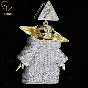 จี้เพชรมอยส์ซาไนท์สำหรับเด็กจี้ฮิปฮอปทรงแมนดาลอเรียนออกแบบได้ตามต้องการ - Product Image 1