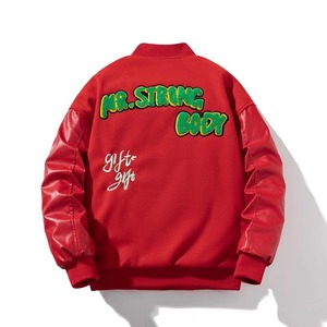 Men's Genuine <b>Leather</b> Varsity Baseball Jacket Winter Waterproof Windproof High Street Style Motorcycle <b>Coat</b> - Product Image 2