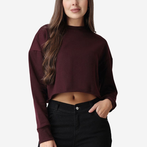 OEM Wholesale Winter Front Women's Neck Pullover Regular Sweatshirts-Latest Fashion Solid Color Oversized <b>Fleece</b> - Product Image 5