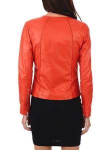 Veste en cuir PU matelassée coupe-vent de style moto décontractée pour femmes avec fermeture éclair Manches longues Hiver - Product Image 2