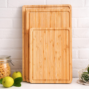 Nouveau produit 2024, ensemble de 3 plateaux de service en bambou de haute qualité, planche à découper avec support - Product Image 6