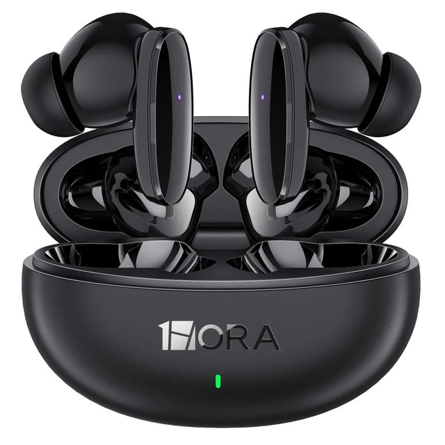 AUT205N Black White Wireless In-Ear Headphones JL 5.3 for Active Noise Cancellation LED Digital Display Battery Indicator
