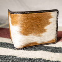 Dompet Pria Kulit Sapi Asli dengan Ritsleting, Desain Kustom OEM, Modis, Harga Terjangkau