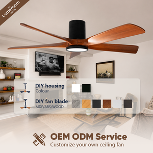 60 Inch Flush Mount <b>Ceiling</b> Fan with <b>Light</b>, Solid Wood Blades APP and <b>Remote</b> <b>Control</b> Quiet DC Motor Dimmable LED - Product Image 4